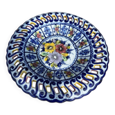 Openwork ceramic dish, hand-painted, Alcobach, Portugal, 35 cm diameter