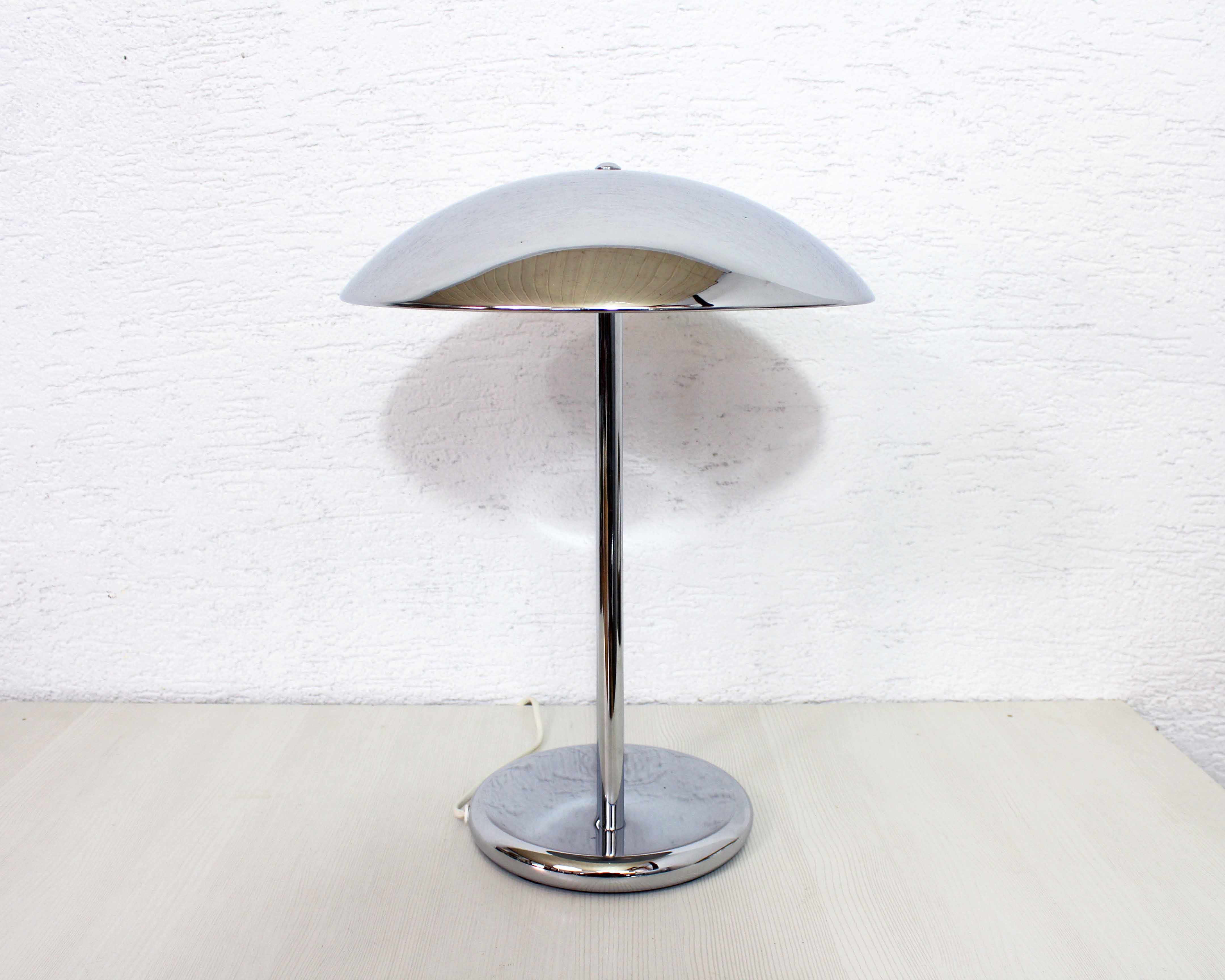 Mushroom lamp in chromed metal