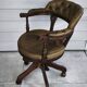 English "Captain" Chesterfield office chair in green leather