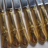 12 Table Knives in Gold Metal