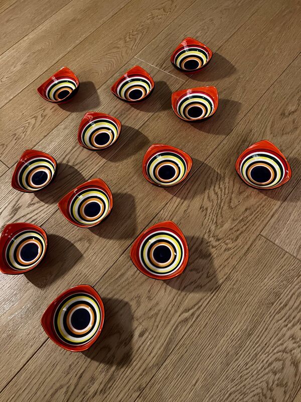 Lot de 12 coupelles design vintage céramique Delrio Salado