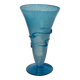 Conical vase in turquoise blue bubbled glass