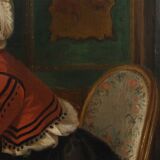 19th-Century French Baroque Interior Scene Painting