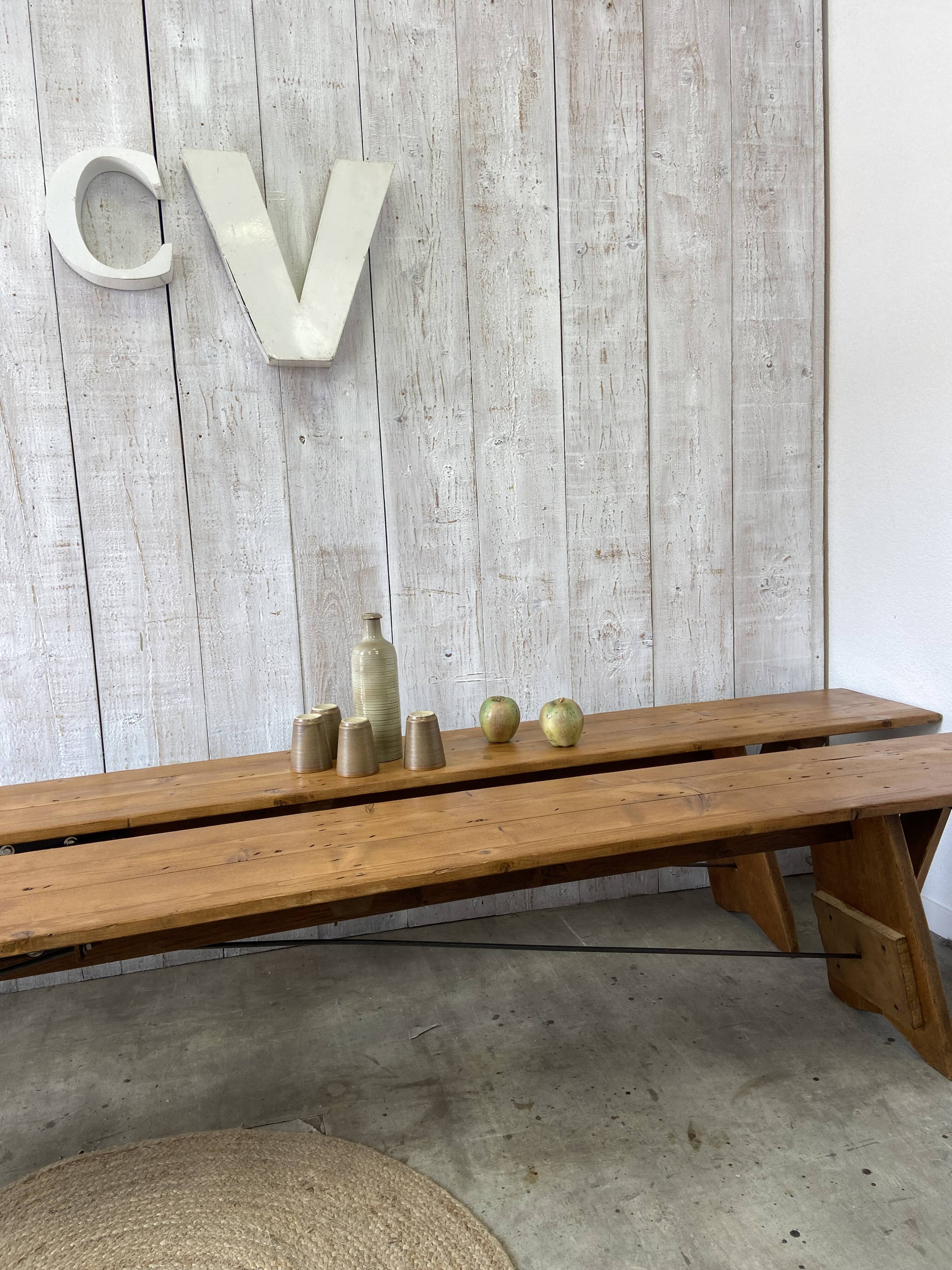 Pair of antique farm benches