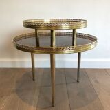 Neoclassical style tripod pedestal in mahogany, brass