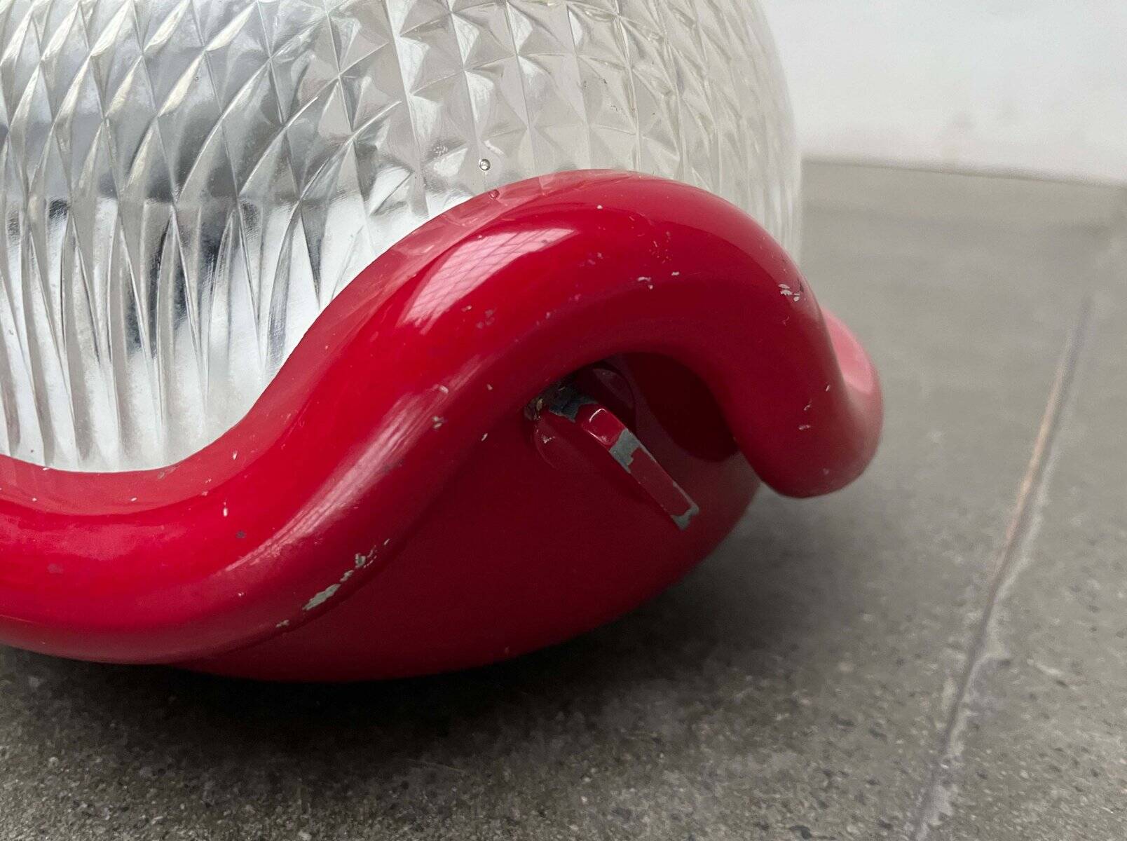 Red Walnut Floor Lamp Model by Achille Castiglioni for Flos, 1970s Mid-Century Modern Italy