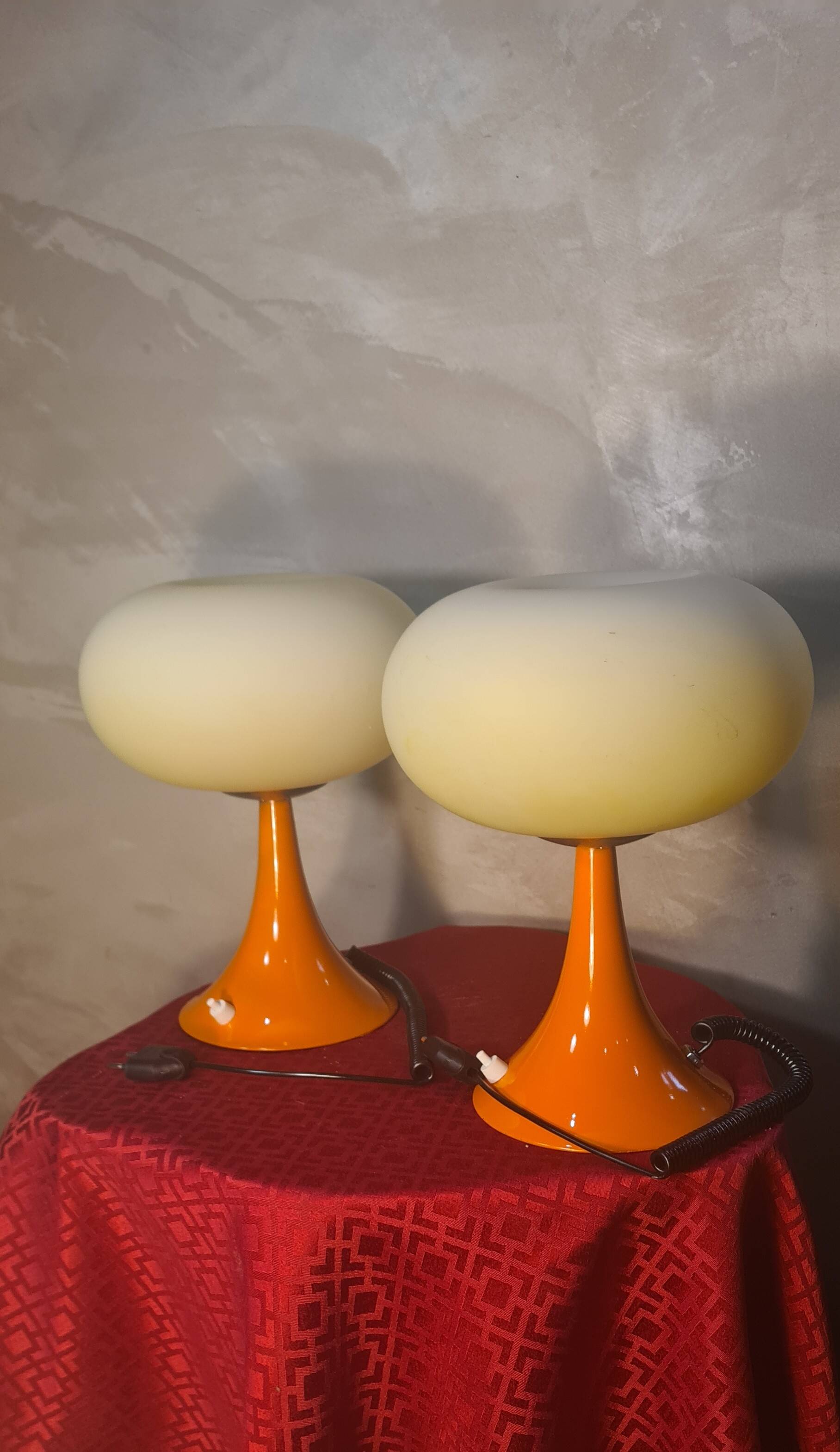 Pair of Prisma Mushroom Table Lamps 1975 to 80, Ufo A Space 30x22