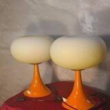 Pair of Prisma Mushroom Table Lamps 1975 to 80, Ufo A Space 30x22