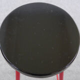 Midcentury set of 3 bar stools in red and black, 1960s-1970s