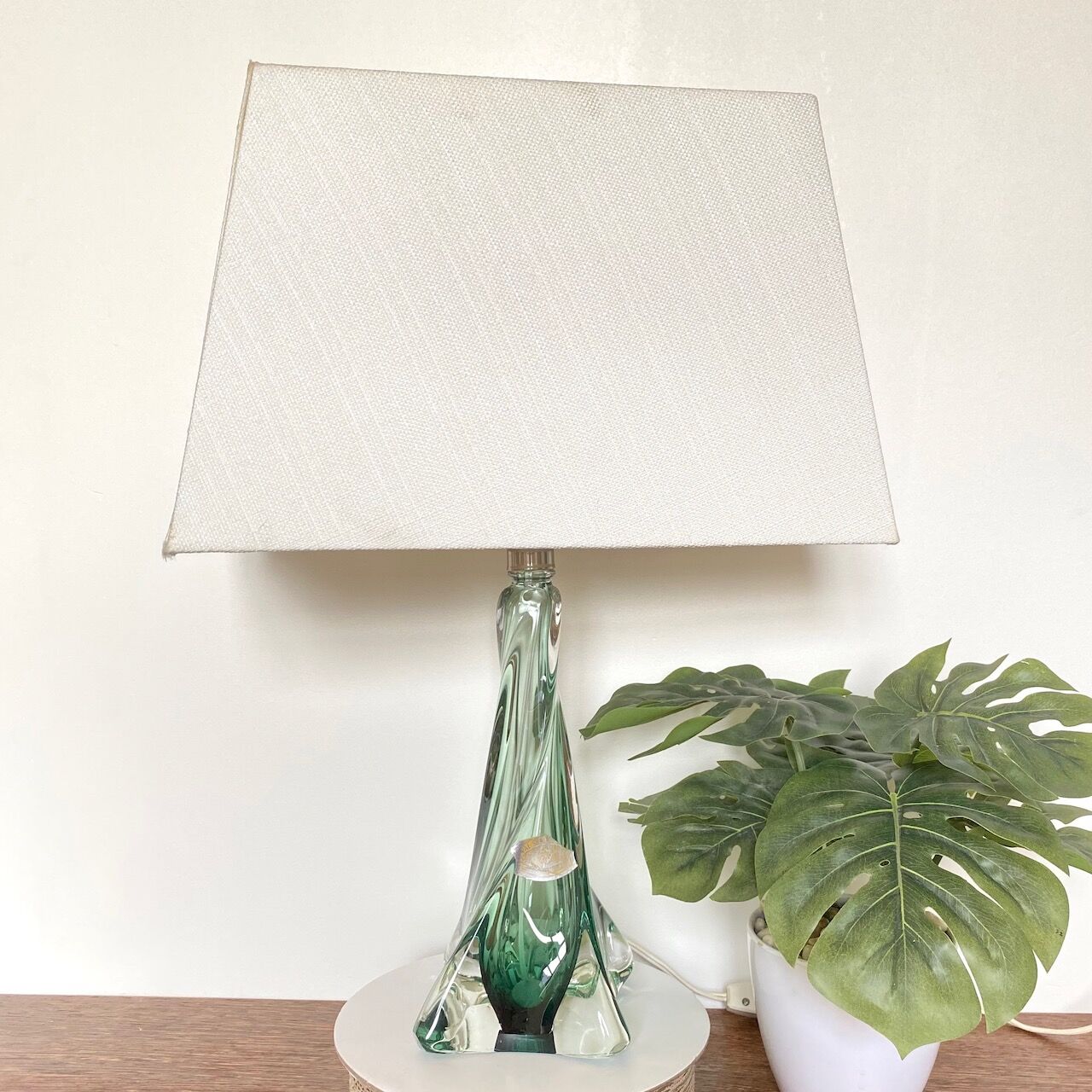 Dark green Val Saint Lambert lamp