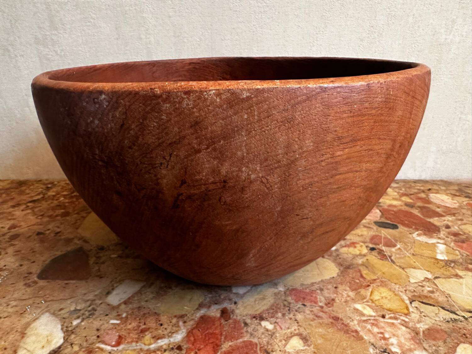 Large vintage monoxyle wooden bowl H 18 / D neck 30 cm