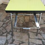 Plastilux yellow formica table with extensions 50s