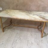 Marble and golden patina iron coffee table