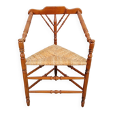 Chaise d'angle en bobine néerlandaise et en osier, années 1950