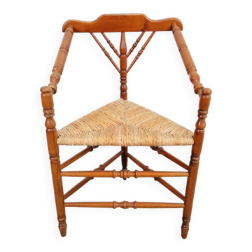 Chaise d'angle en bobine néerlandaise et en osier, années 1950