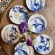 Set of 6 flat ironstone plates - Japanese Model 2 from Longwy
