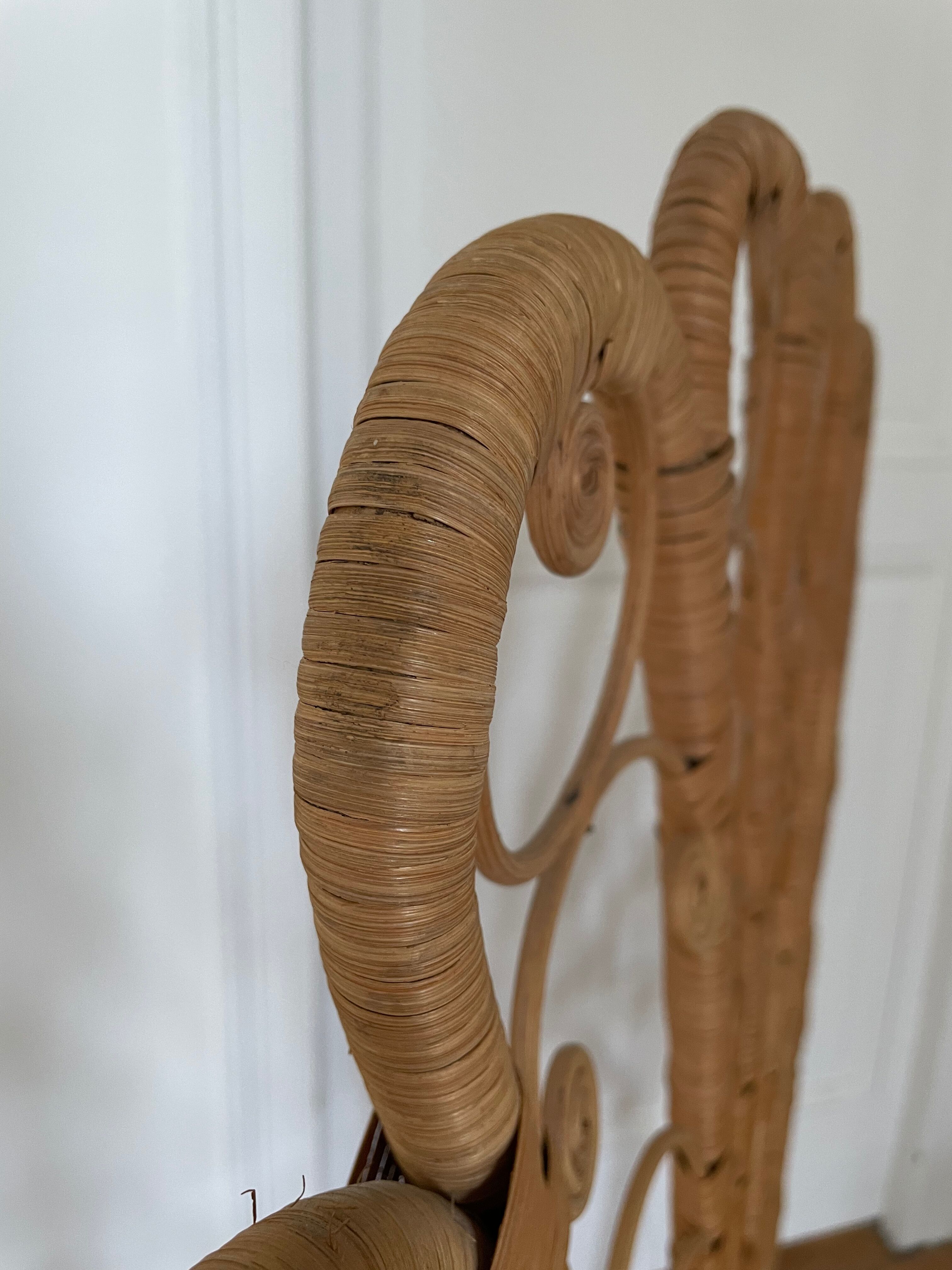 Peacock rattan headboard, circa 1960