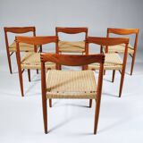 6 wood and rope chairs by Henry Klein for Bramin, 1960s