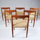 6 wood and rope chairs by Henry Klein for Bramin, 1960s