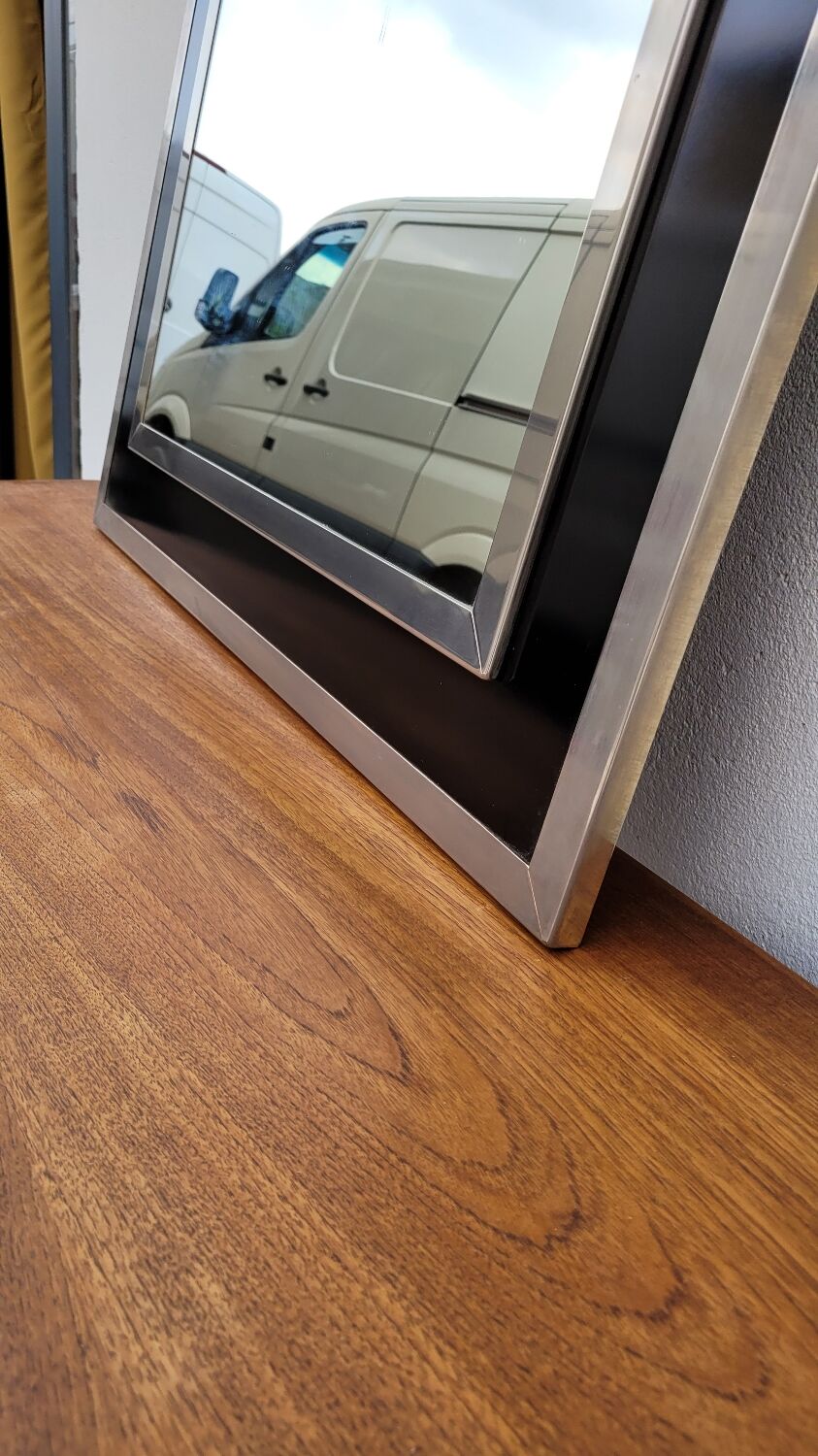 Design mirror in chromed metal vintage quality manufacture Italy, 1970s