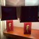 Pair of table lamps in Bordeaux lacquered wood and brass seahorse