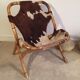 Paire de fauteuils bambou et peau