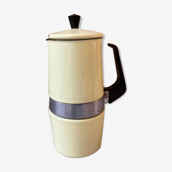 Cafetière italienne tôle émaillée jaune vintage années 70