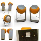 Pair of Space Age eyeball orange lamps by Massive Belgium