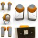 Paire de lampes Space Age eyeball orange par Massive Belgique
