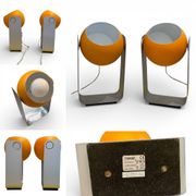 Pair of Space Age orange eyeball lamps by Massive Belgium