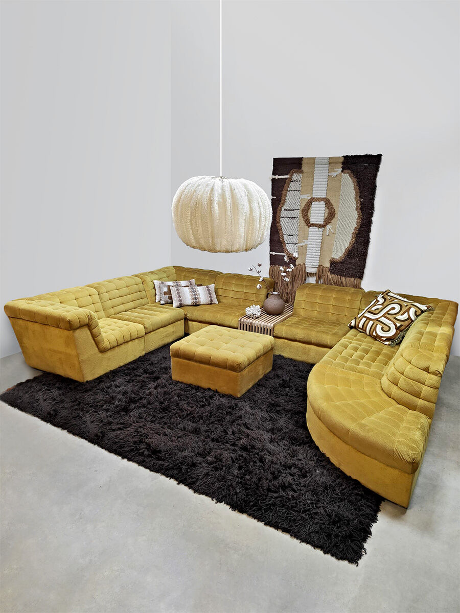 Canapé modulaire vintage XXL Laauser « jaune doux »
