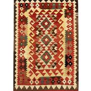 Handwoven Wool Kilim Rug, Modern Geometric Flatweave Carpet 180 x 119 cm
