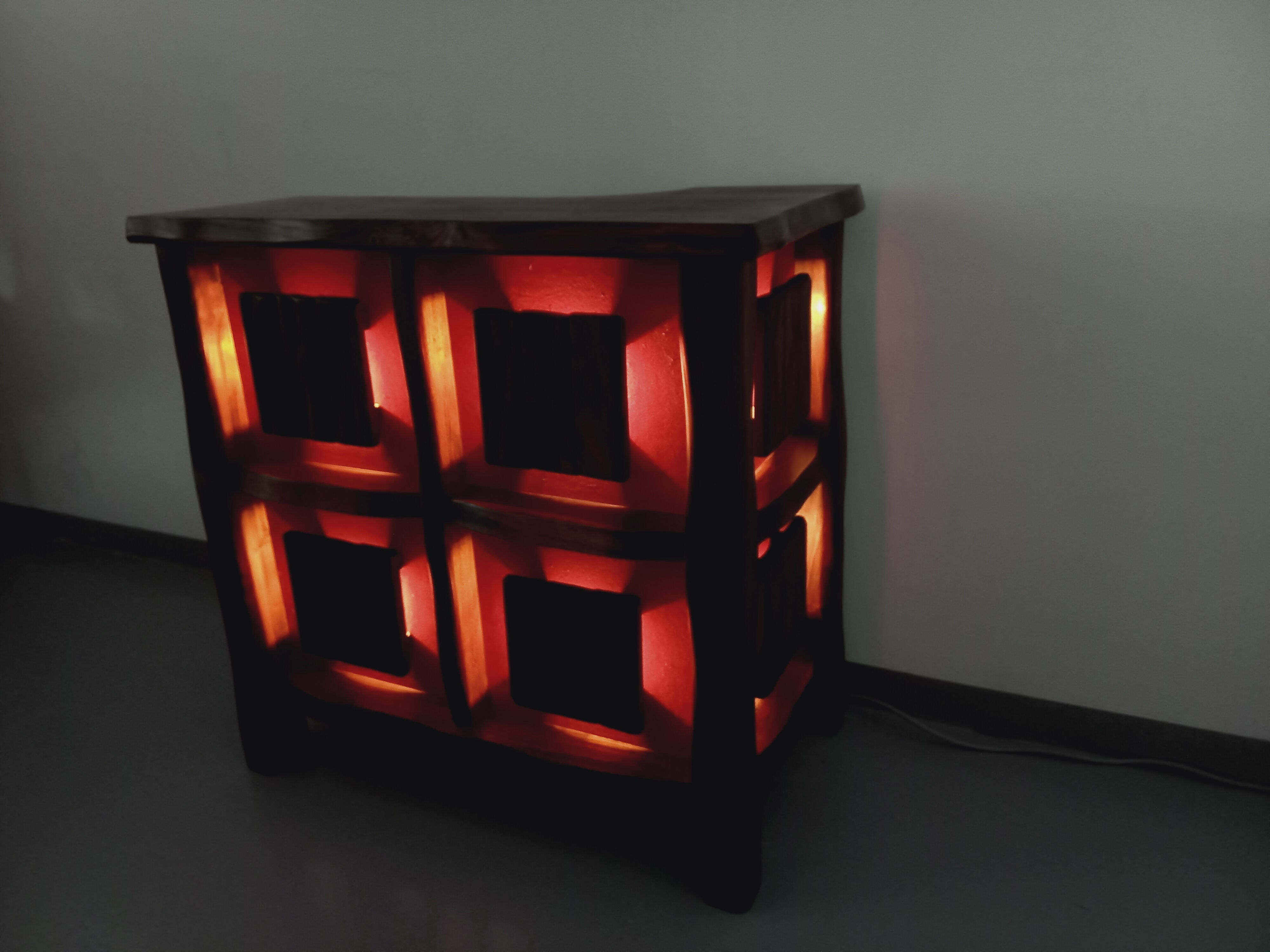 Bright brutalist bar furniture aranjou vintage from the 50s 60s in solid elm