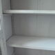 Showcase, bookcase, vintage pearl grey patinated cupboard, wooden top.