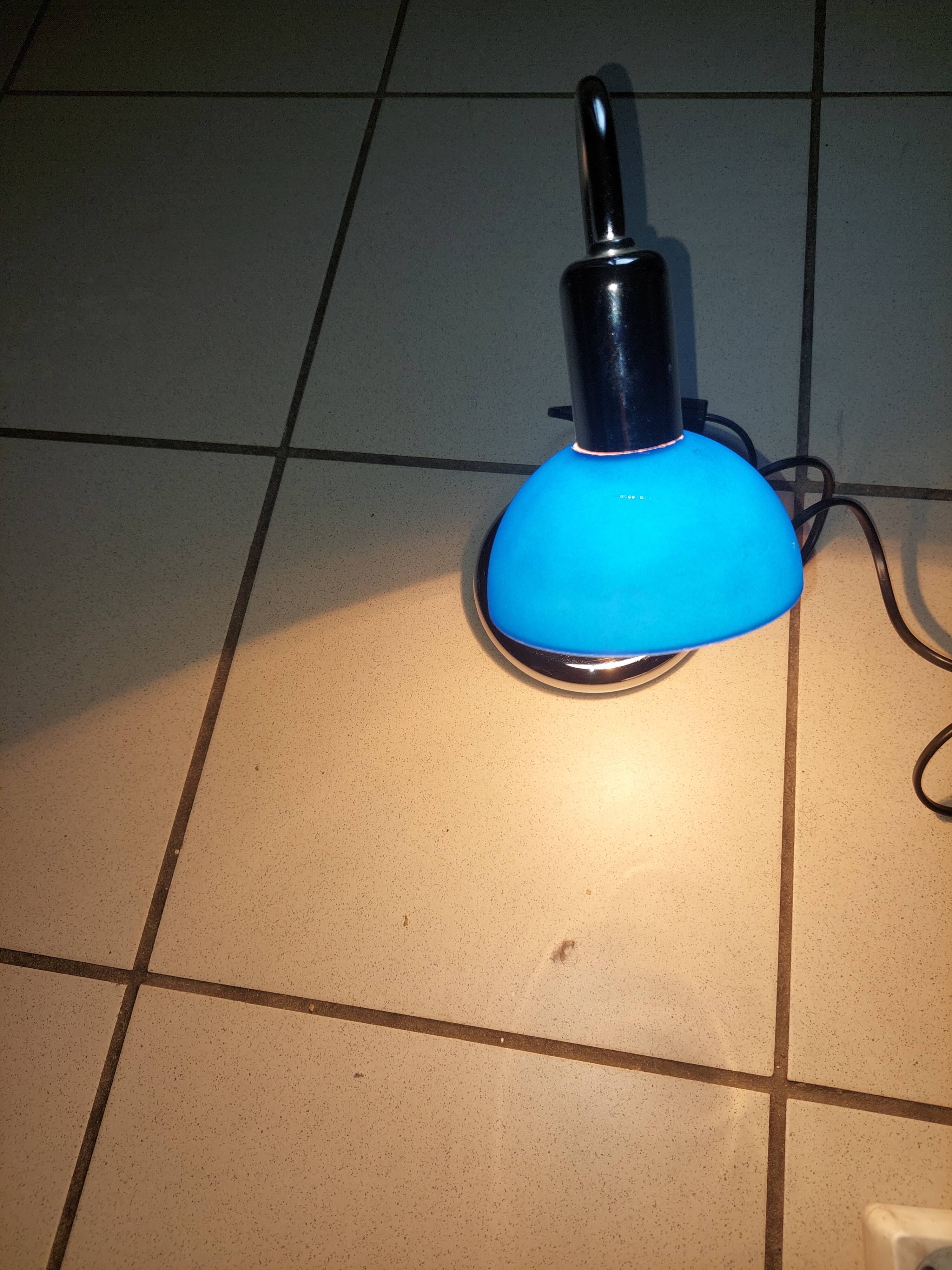 Table lamp chromed metal and glass globe used