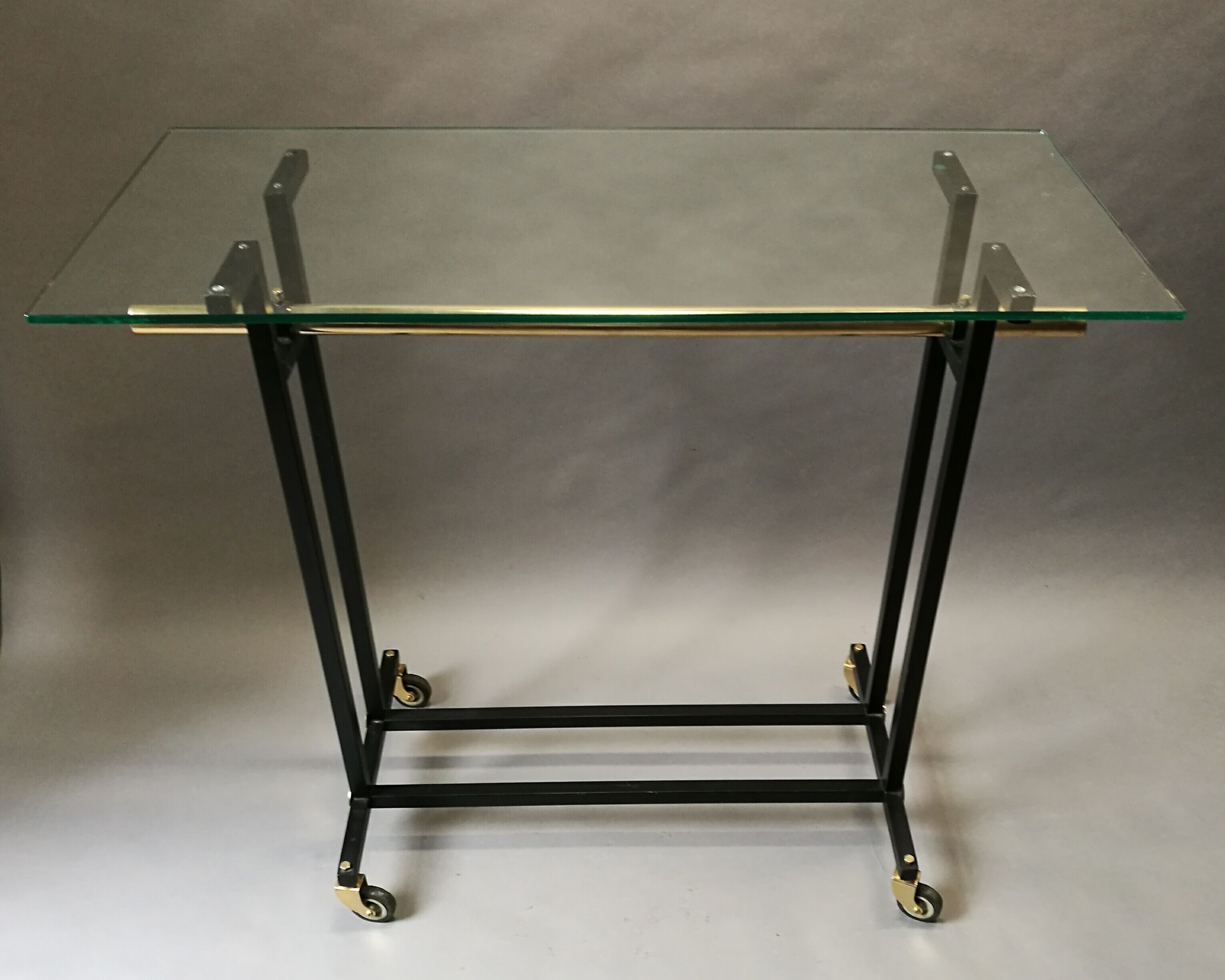 Serving table 70s black and brass