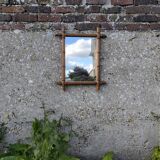 Bamboo-style turned wooden mirror, 1950s