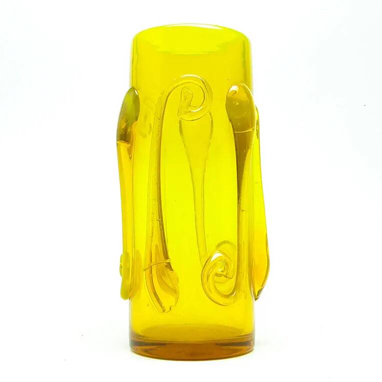 Modernist vase, yellow glass, designed by J. Słuczan-Orkusz, Poland, 1970s