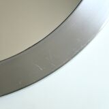 Round brushed aluminium mirror, 1970s