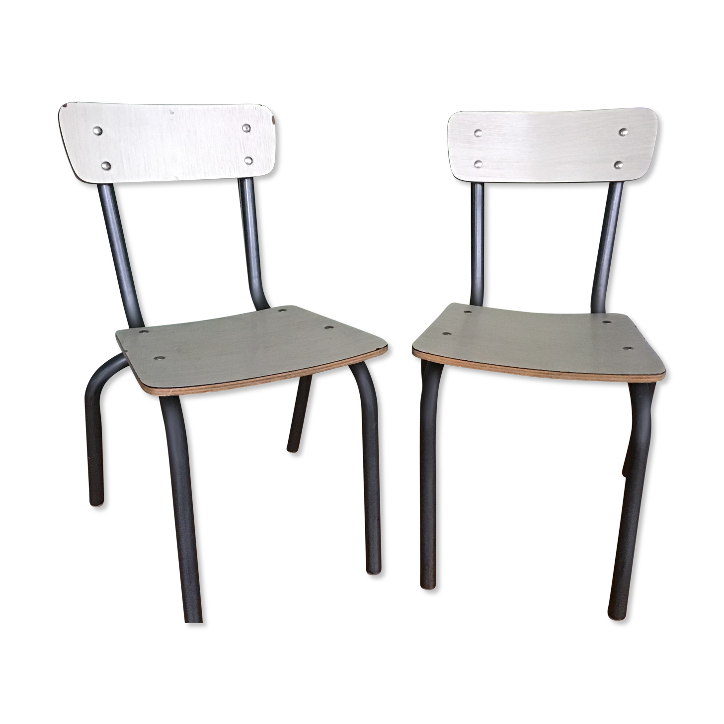Pair of small kindergarten chairs formica vintage 1960S