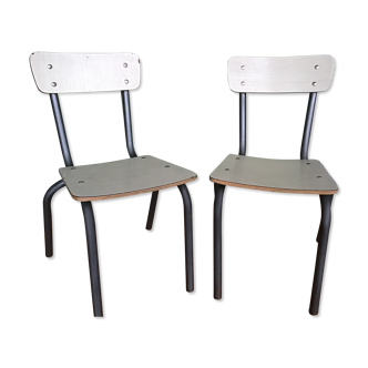 Paire de petites chaises d’école maternelle formica vintage  1960S