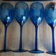 4 large vintage blue wine glasses.