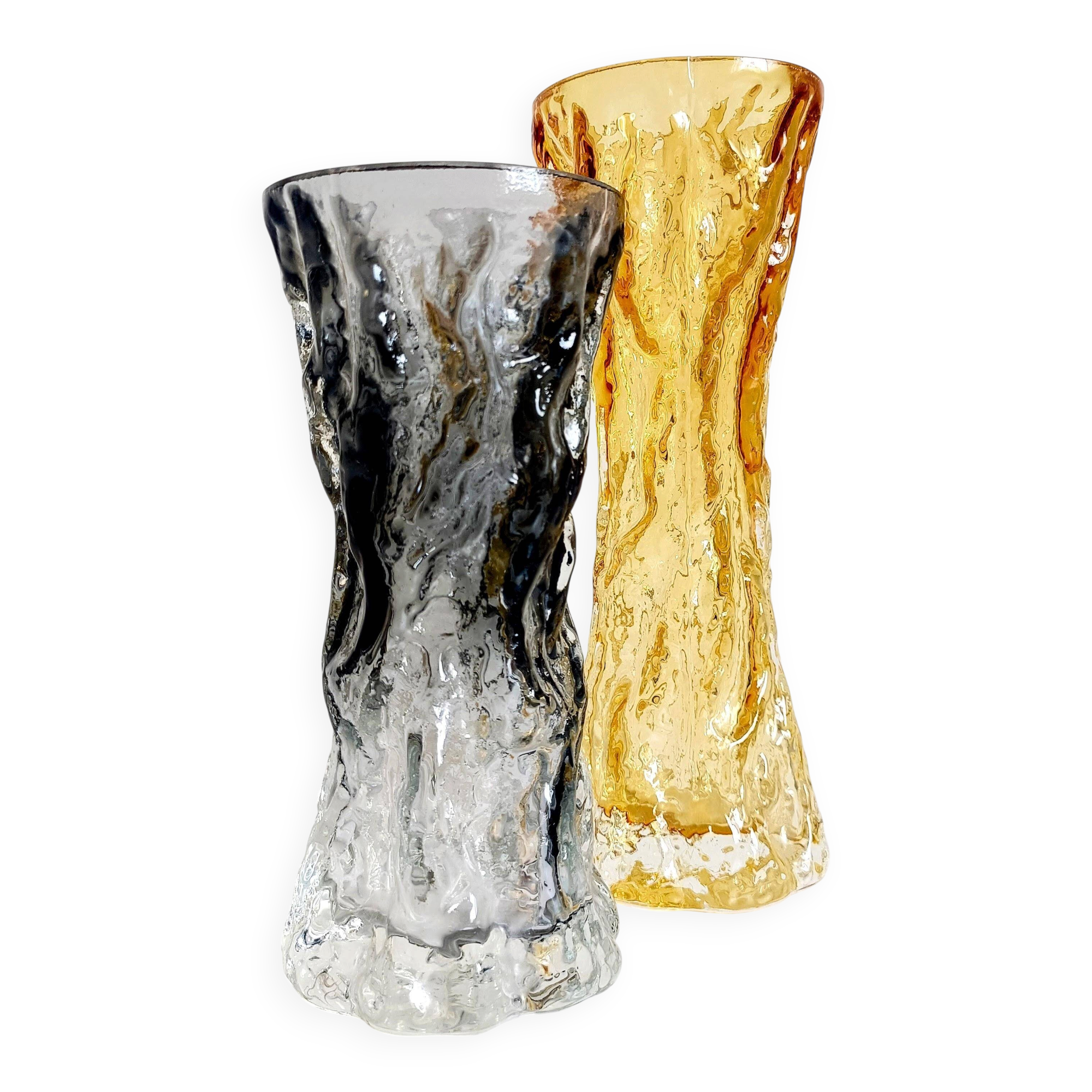 1970s Brutalist Art Glass Vases by Kurt Wokan, Handmade in Germany