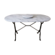 Table bistrot dessus marbre pieds fonte avec plateau tourant