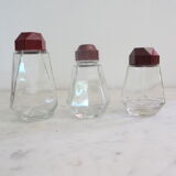 3 glass sprinklers or sugar bowls