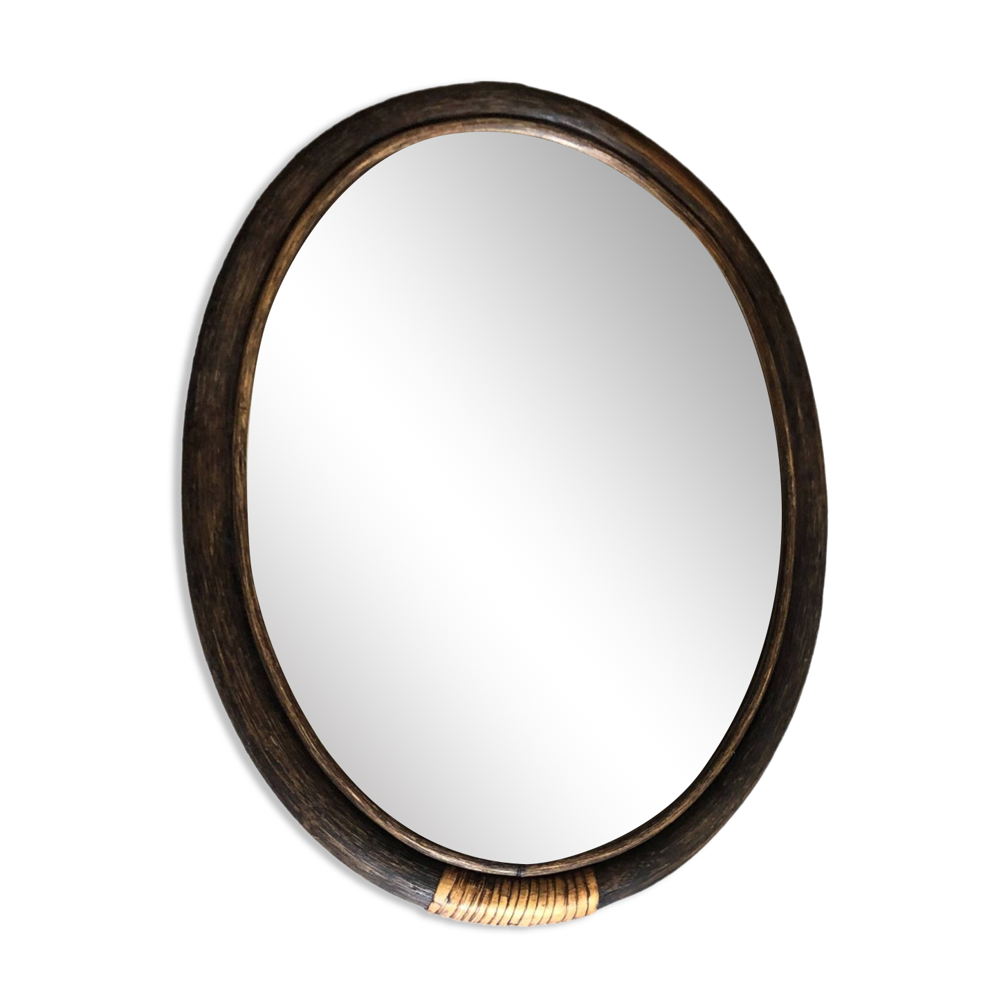 Oval rattan mirror