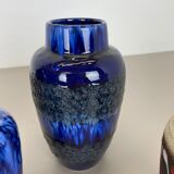 Set of Five Vintage Pottery Fat Lava Vases Made by Scheurich, Germany, 1970s