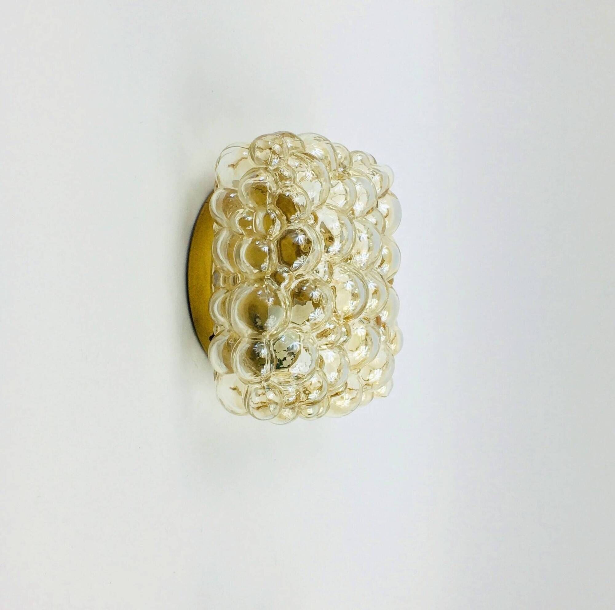 Mid-Century Amber Bubble Glass Flushmount or Wall Light by Helena Tynell for Limburg, Germany, 1960s