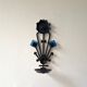 Sculptural Iron and blue glass candle sconce for Dantoft, Denmark 1960's/1970's