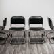 Set of 4 chrome steel rocking chairs, vintage modern 80s design.